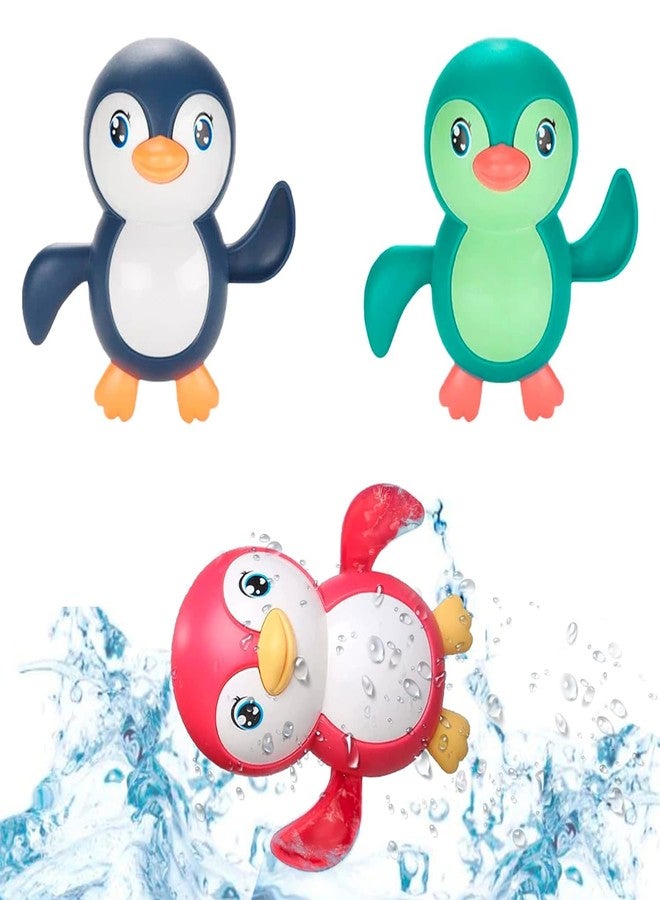 TECH LOGO ELECTRONICS Plastic Floating Penguin/Boat/Turtle Bathtub Toy for Kids, Cute Bathing Toys for Toddlers, Swimming Water Toys, Floating Poo Toys, Age 0-3 Years (Multi) (Penguin, Pack 2) - Image 1
